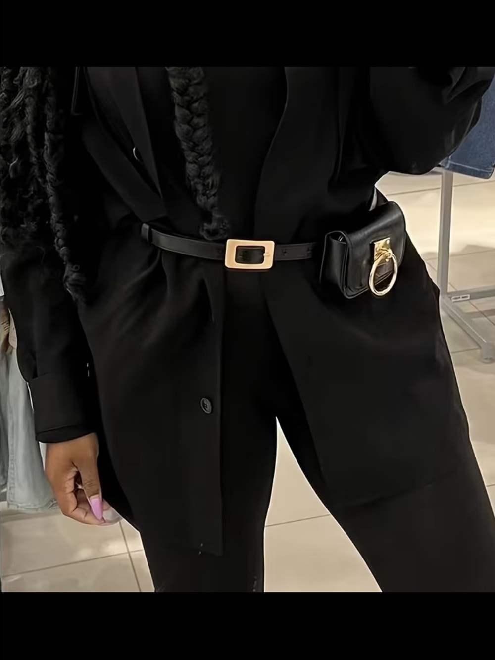 Affordable Fashion Finds Black Belt Bag with Gold Ring Accent
